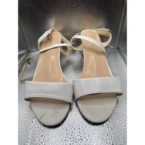 Silver Metallic Strappy Block Heel Dress Sandals Women's Size 10